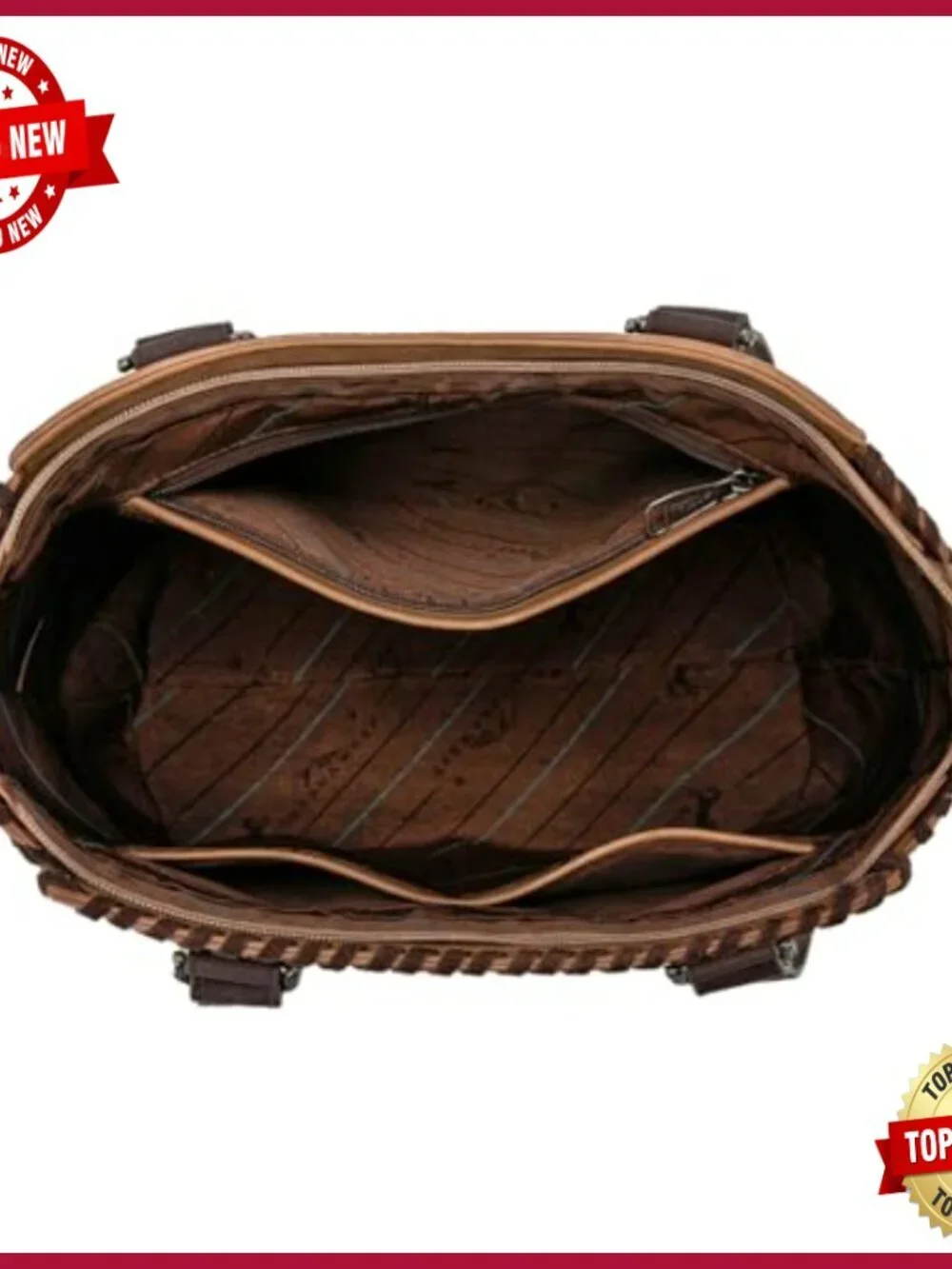 Medium Western Tote Bag with Fringe Tassels and Zipper Closure